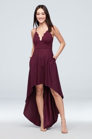 Wine Colored High Low Bridesmaid Dresses
